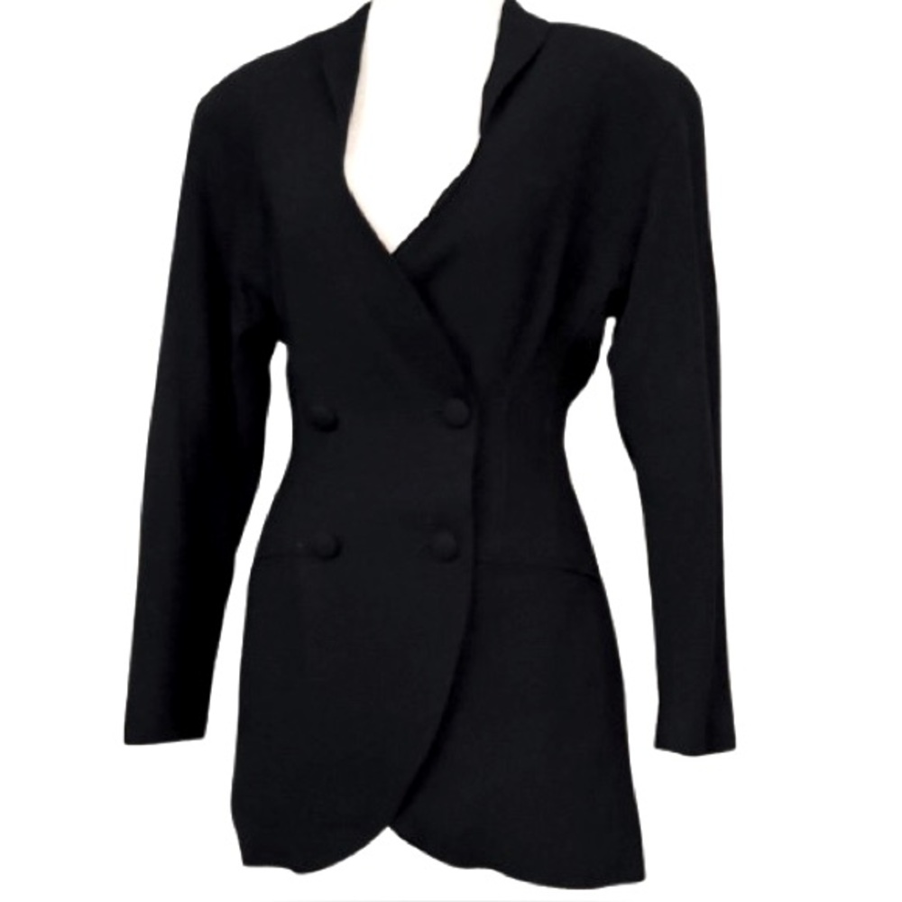 Stunning Vintage Kenar Classic Black Women's Blazer Size 4 jacket Buttons